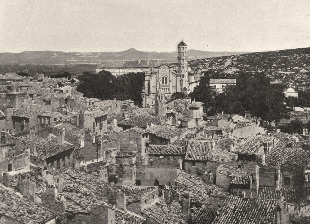 GARD. Vue générale d'Uzès 1902 old antique vintage print picture